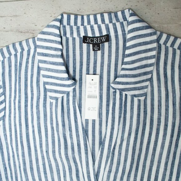 NWT J. Crew Bungalow Popover Linen Pinstripe Dress size XL - Picture 11 of 11